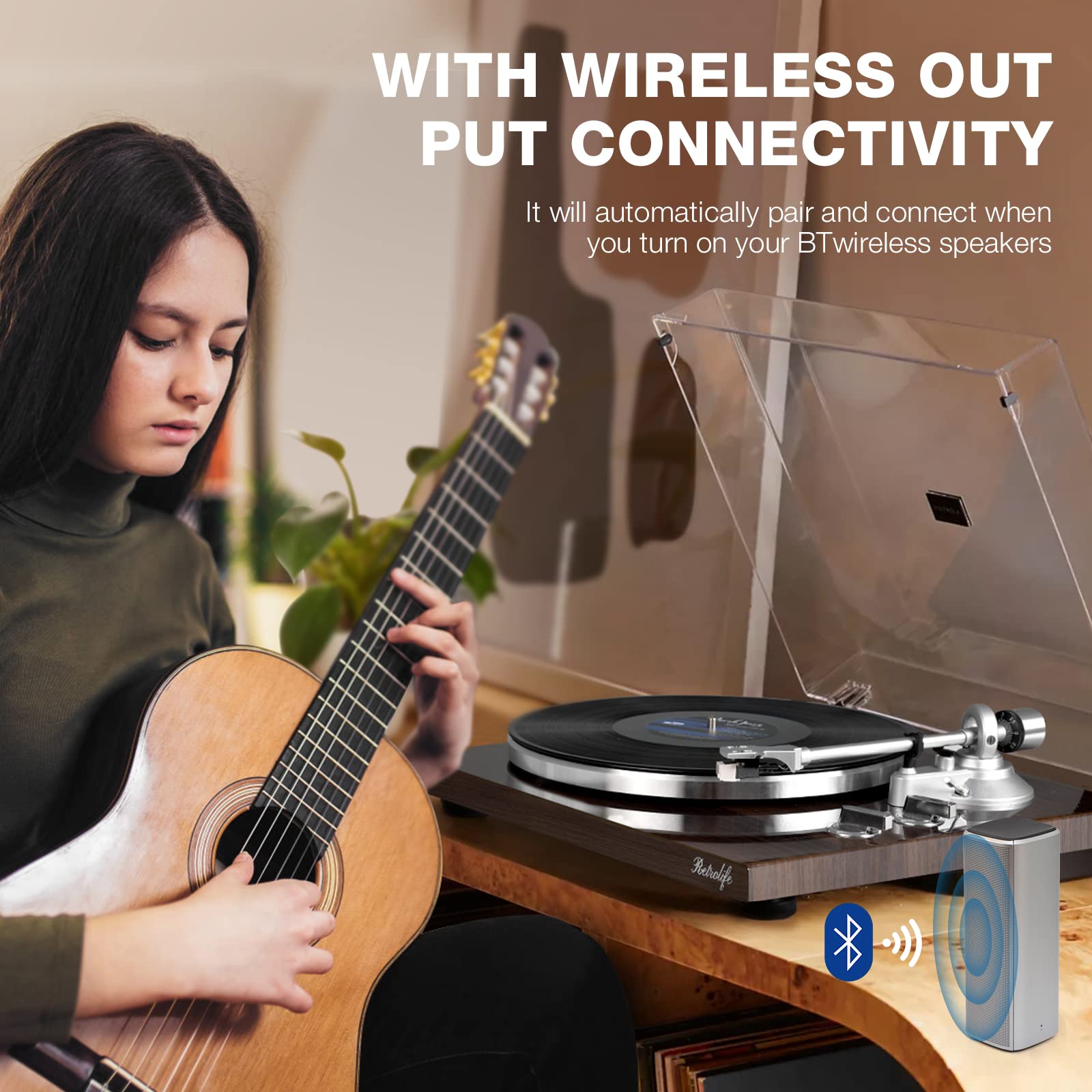 Turntables Belt-Drive Record Player with Wireless Output